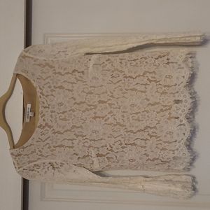 Rose & Olive Cream Lace Long-Sleeve Blouse